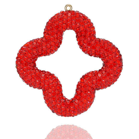 DIY rhinestone hollow clover jewelry keychain, sparkling crystal accessories for bags and car decorations, personalized rhinestone clover pendant - handmade resin jewelry, suitable for DIY gifts and fashion