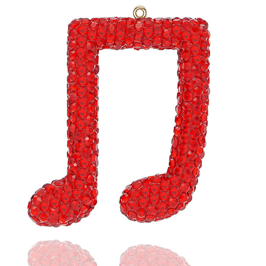 DIY rhinestone note pendant - sparkling crystal pendant accessory for keychains, cars, bags, and jewelry Personalized notes shine with charm - handmade resin and rhinestone decorations, suitable for DIY gift music enthusiasts, lucky symbol notes
