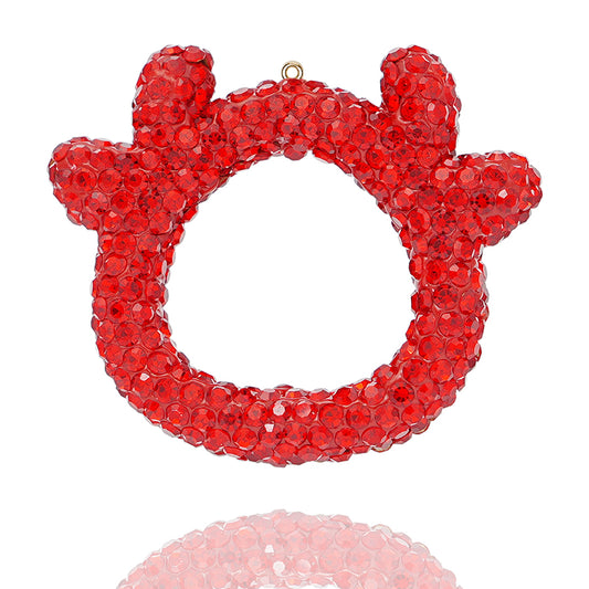 Hollow Deer Antlers Water Diamond Pendant - DIY Crystal Deer Pendant, suitable for cars, backpacks, and keychains. Sparkling Deer Antlers Pendant - Handmade Fashion Gift. Hollow Crystal Accessory. Cute Diamond Set Bull Horn shaped Mini Accessory