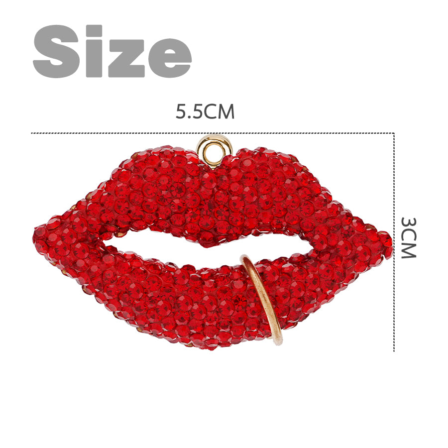 Red Lips Accessories DIY Jewelry Water Diamond Crystal Exquisite Lips Clothing Accessories