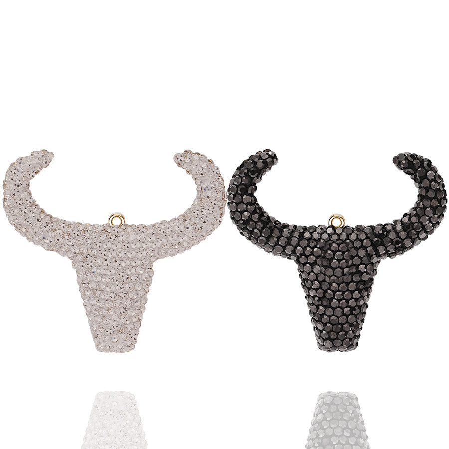 Bull Head Inlaid Diamond Accessories, Clothing Accessories, DIY Accessories, Full Diamond Inlaid Mini Bull Head Accessories, Crystal Water Diamonds