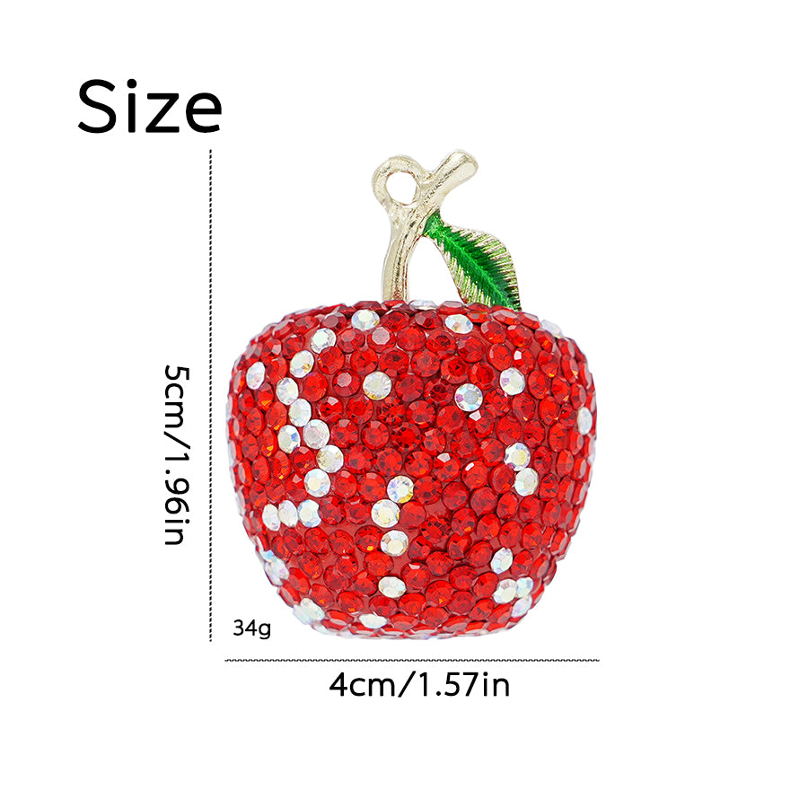 DIY crystal apple pendant, rhinestone apple keychain, creative apple car accessory, red rhinestone apple accessory, handmade inlaid crystal apple, personalized apple accessory, light luxury rhinestone pendant, handmade birthday gift