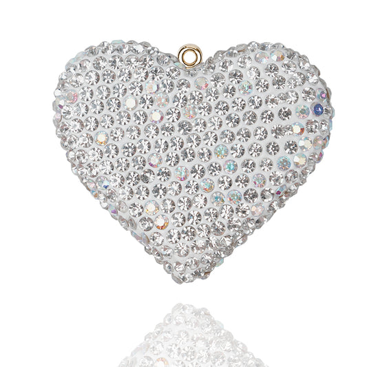 Exquisite rhinestone jewelry accessories, fully diamond inlaid three-dimensional heart-shaped jewelry, high-value accessories, heart-shaped accessories, wooden accessories, heart-shaped crystal, car accessories