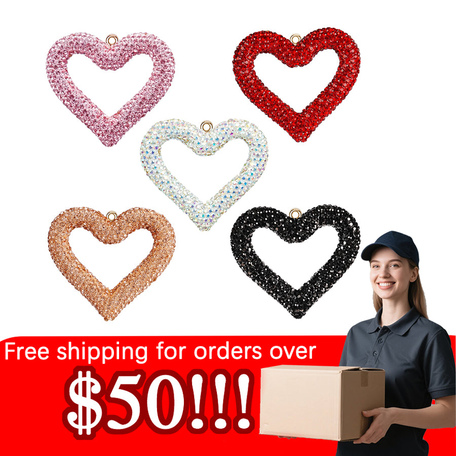 Heart shaped rhinestone accessories, high-quality full diamond inlaid hollow heart shaped accessories, high aesthetic value accessories, exquisite three-dimensional inlaid diamond hollow heart