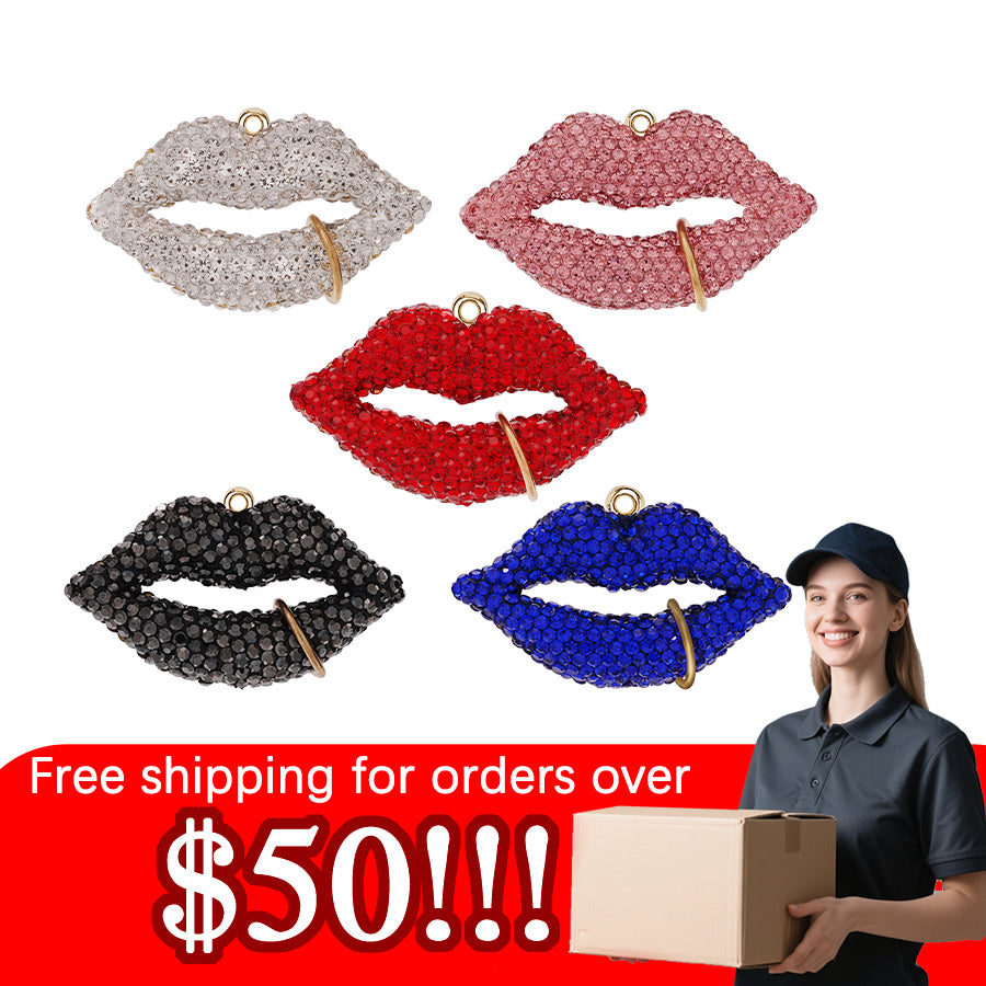 Red Lips Accessories DIY Jewelry Water Diamond Crystal Exquisite Lips Clothing Accessories