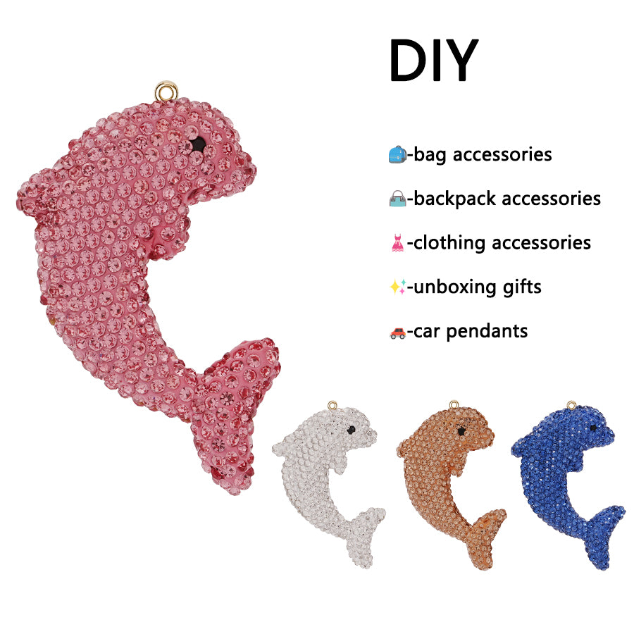 Crystal Dolphin Animal Ocean DIY Accessories Pendant Decorative Clothing Accessories Exquisite 3D Diamond Inlaid Dolphin Accessories Mini Imitation Crystal Dolphin