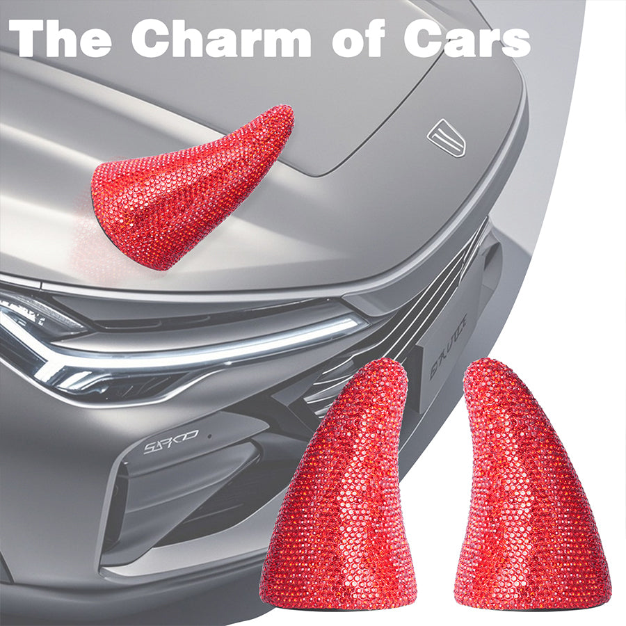 Devil's Horn Diamond Inlaid Crystal Jewelry Accessories DIY Sparkling Crystal Stereoscopic Bull Horn Fang Red Car Decoration Wall Decoration