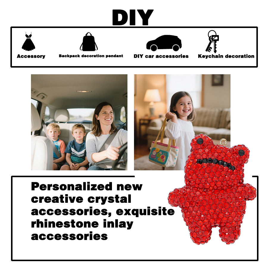Arrogant Frog Handmade Crystal Water Diamond Frog Symbol - Backpack/Keychain/Car DIY Craft Decoration (7 options) Sparkling Resin Frog Pendant with Gem Decoration - Customizable DIY Gift Accessories Proud Frog Crystal