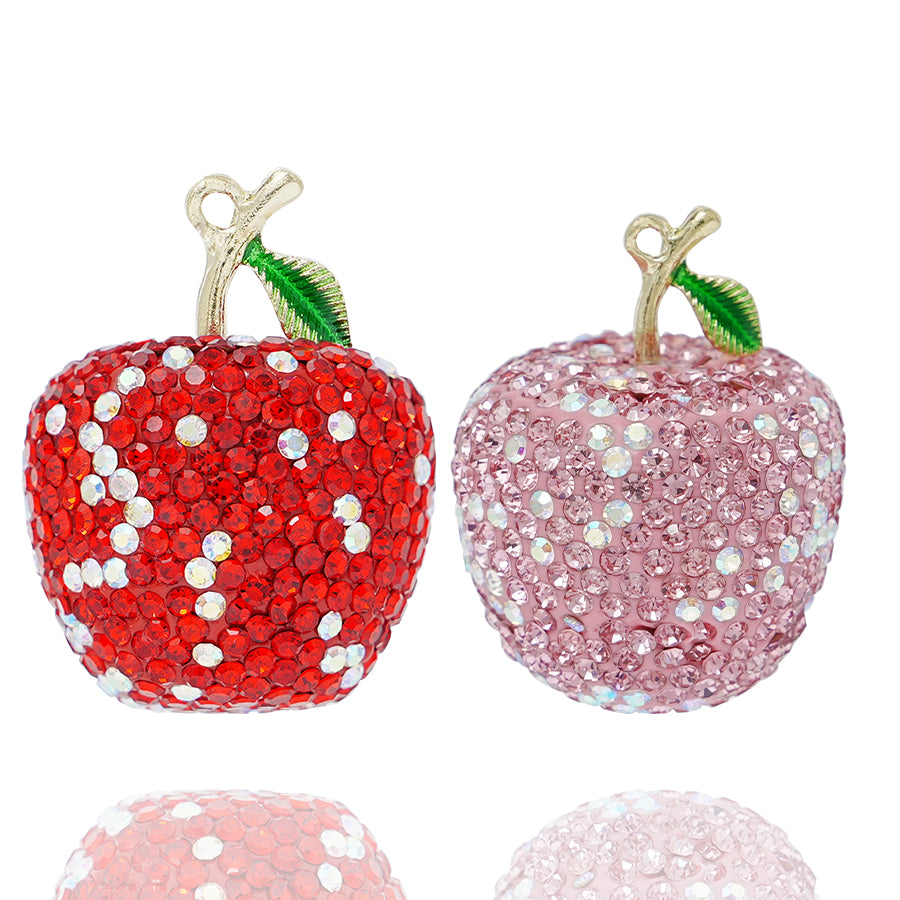 DIY crystal apple pendant, rhinestone apple keychain, creative apple car accessory, red rhinestone apple accessory, handmade inlaid crystal apple, personalized apple accessory, light luxury rhinestone pendant, handmade birthday gift