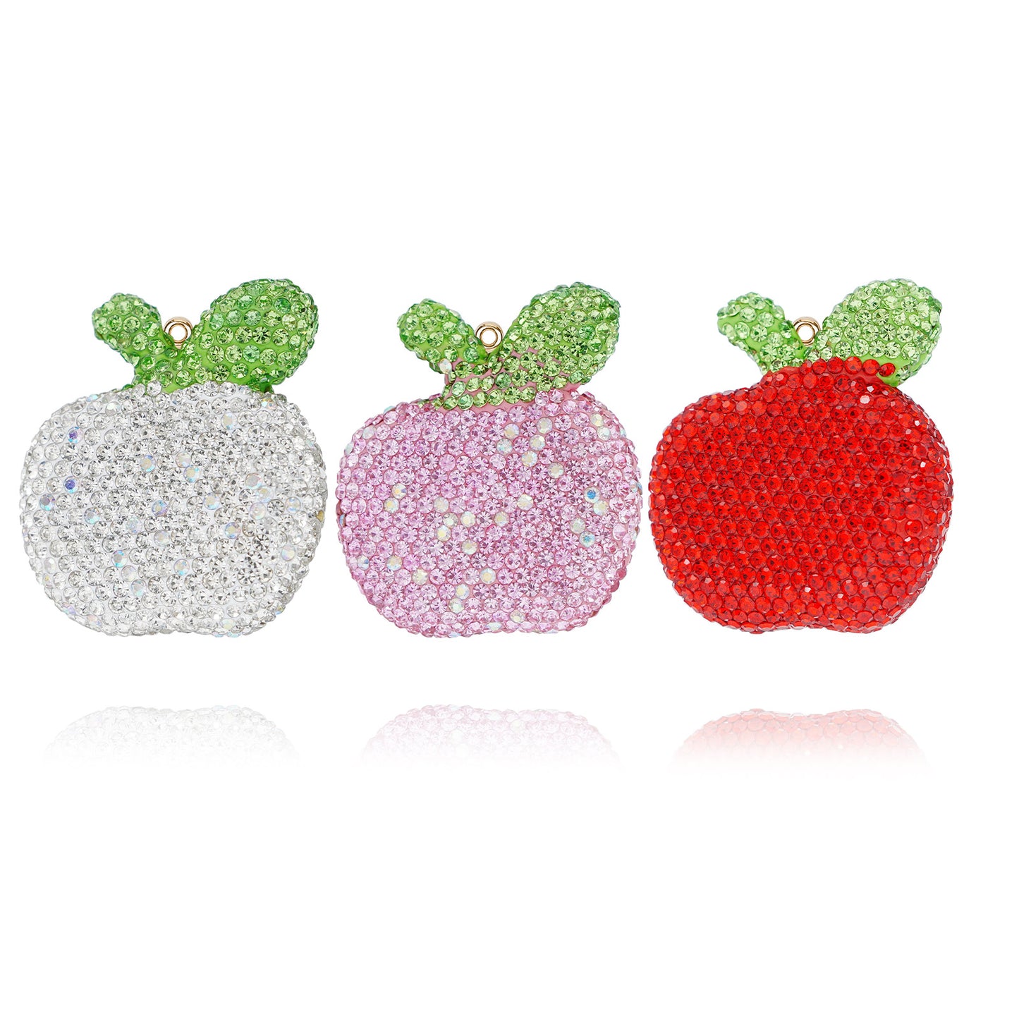 DIY rhinestone apple jewelry, creative car hanging accessories, keychains, three-dimensional diamond inlaid fruit shaped clothing accessories