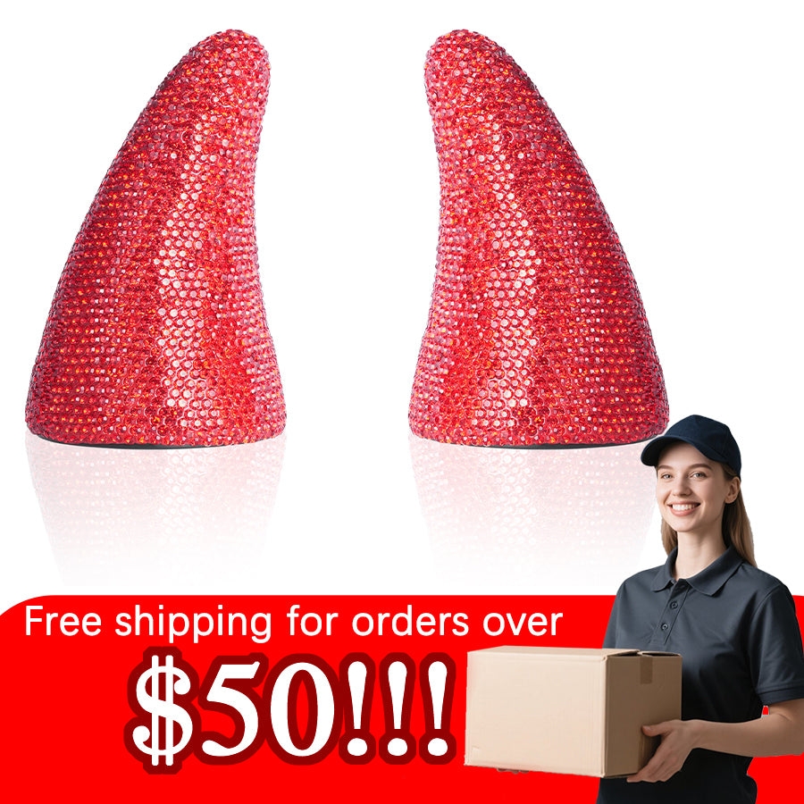 Devil's Horn Diamond Inlaid Crystal Jewelry Accessories DIY Sparkling Crystal Stereoscopic Bull Horn Fang Red Car Decoration Wall Decoration