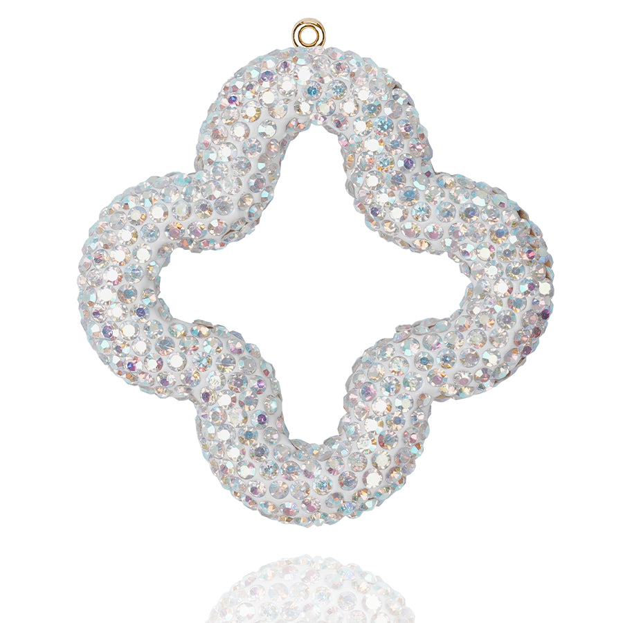 DIY rhinestone hollow clover jewelry keychain, sparkling crystal accessories for bags and car decorations, personalized rhinestone clover pendant - handmade resin jewelry, suitable for DIY gifts and fashion