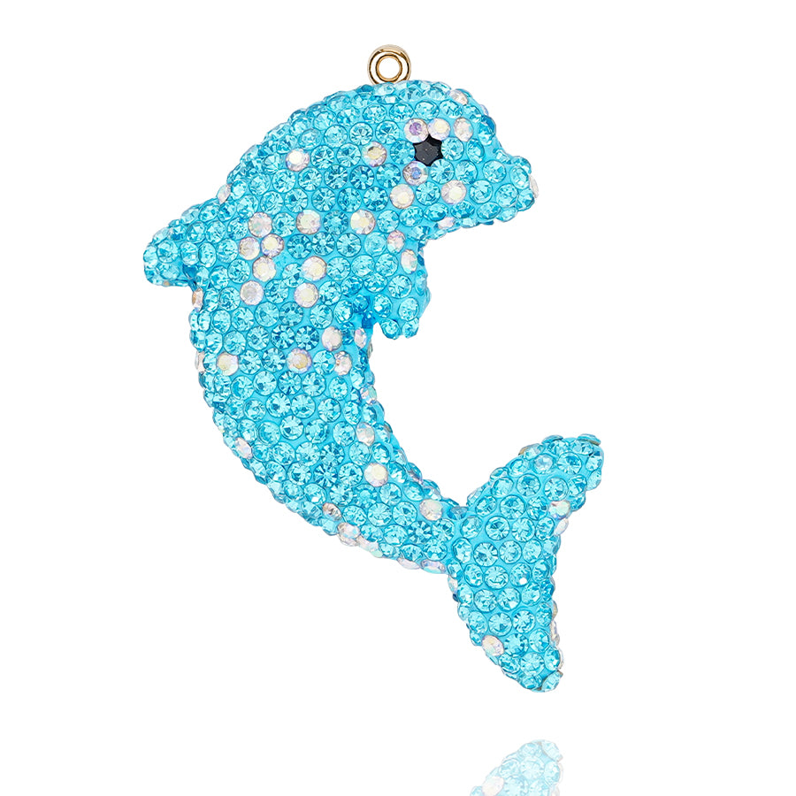 DIY Diamond Dolphin Pendant - Sparkling Marine Animal Pendant, Suitable for Backpacks, Cars, and Keychains (Red) 3D Crystal Dolphin Charm - Handmade Sparkling Accessory for Beach Enthusiasts and Teenagers