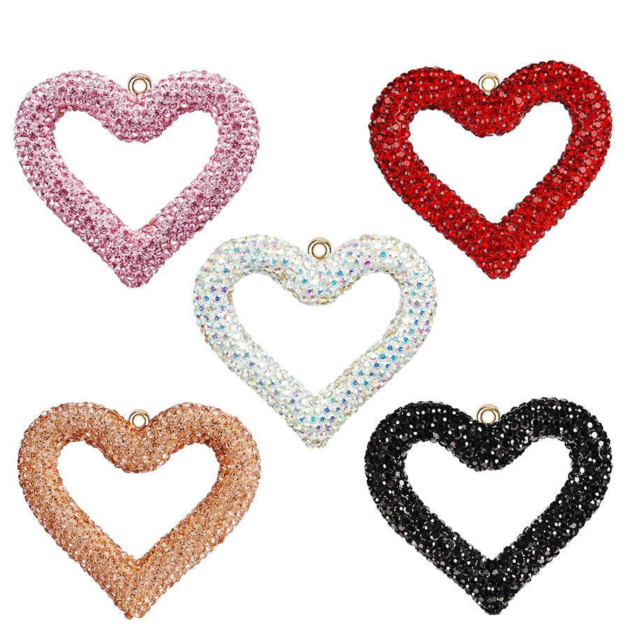 Heart shaped rhinestone accessories, high-quality full diamond inlaid hollow heart shaped accessories, high aesthetic value accessories, exquisite three-dimensional inlaid diamond hollow heart