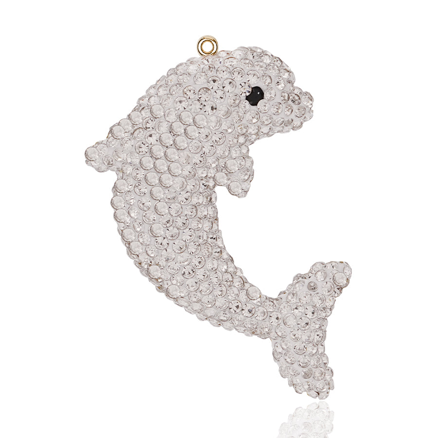 Crystal Dolphin Animal Ocean DIY Accessories Pendant Decorative Clothing Accessories Exquisite 3D Diamond Inlaid Dolphin Accessories Mini Imitation Crystal Dolphin