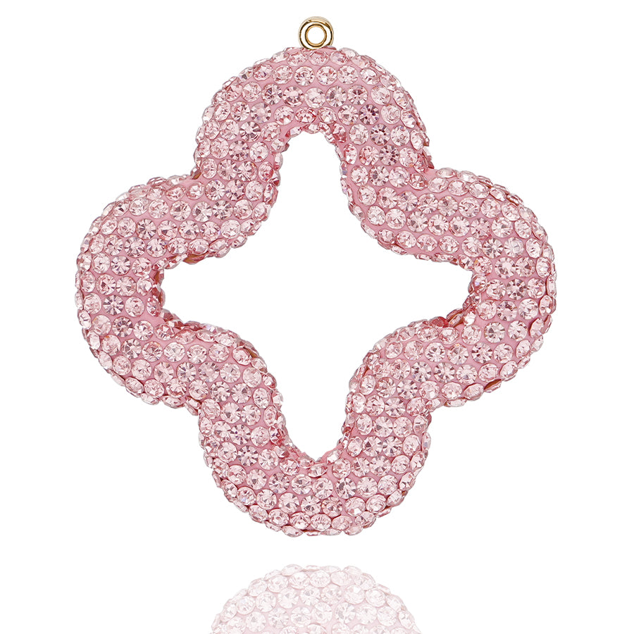 DIY rhinestone hollow clover jewelry keychain, sparkling crystal accessories for bags and car decorations, personalized rhinestone clover pendant - handmade resin jewelry, suitable for DIY gifts and fashion