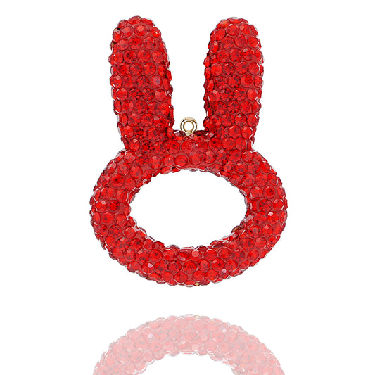 3D rhinestone rabbit ear accessory - a cute rabbit pendant suitable for decorating cars, backpacks, and keychains. Sparkling rabbit ear pendant - handmade crystal accessory suitable for DIY fashion and gifts