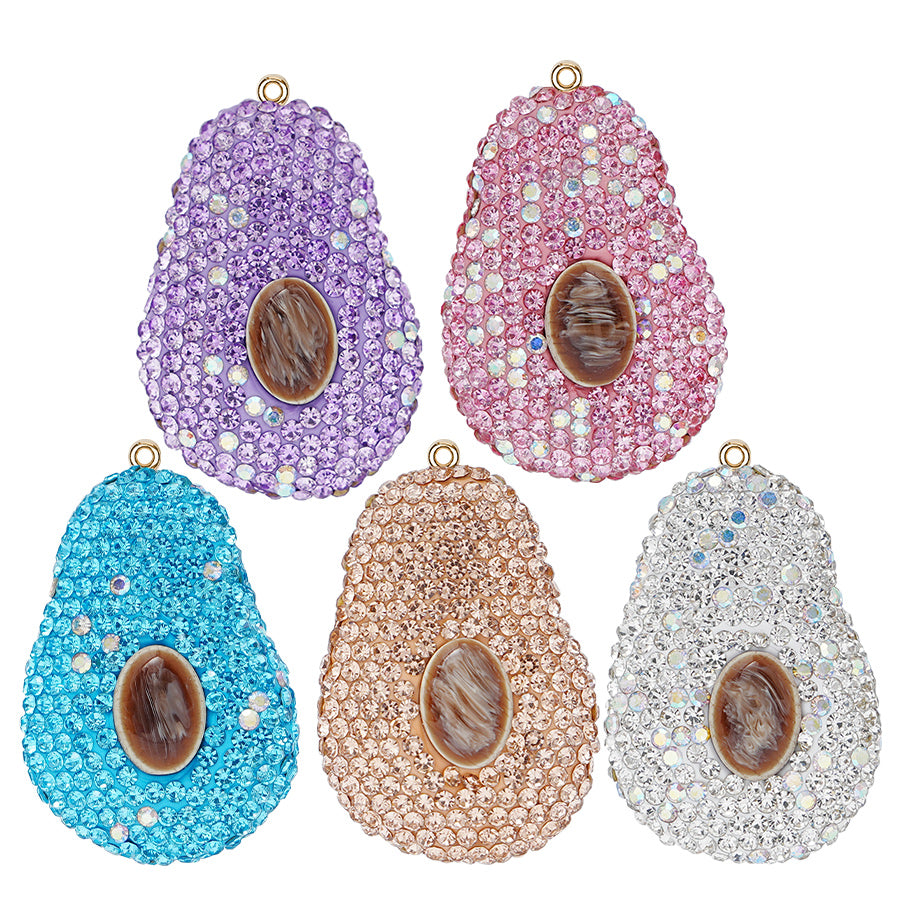 Purple rhinestone avocado handmade jewelry rhinestone avocado car pendant girl gift ins style accessories