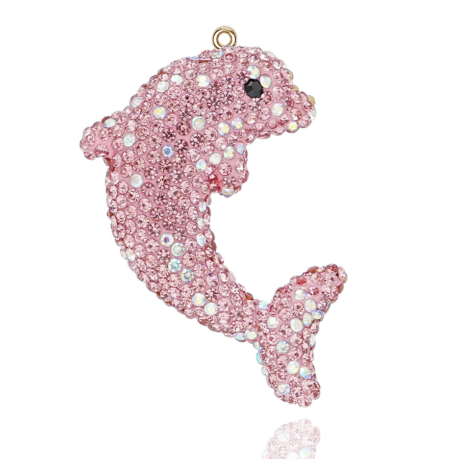 DIY Diamond Dolphin Pendant - Sparkling Marine Animal Pendant, Suitable for Backpacks, Cars, and Keychains (Red) 3D Crystal Dolphin Charm - Handmade Sparkling Accessory for Beach Enthusiasts and Teenagers