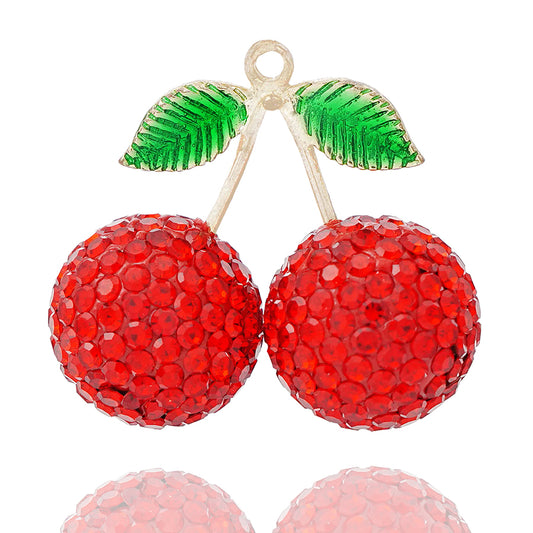 DIY diamond cherry accessories, creative backpack pendant key chain car crystal jewelry, girl bag pendant, handmade jewelry, friends birthday gift, children's backpack Ins style fruit pendant, network car cherry, Qixi lovers jewelry