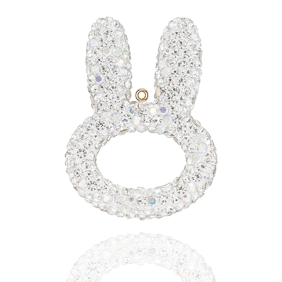 3D rhinestone rabbit ear accessory - a cute rabbit pendant suitable for decorating cars, backpacks, and keychains. Sparkling rabbit ear pendant - handmade crystal accessory suitable for DIY fashion and gifts