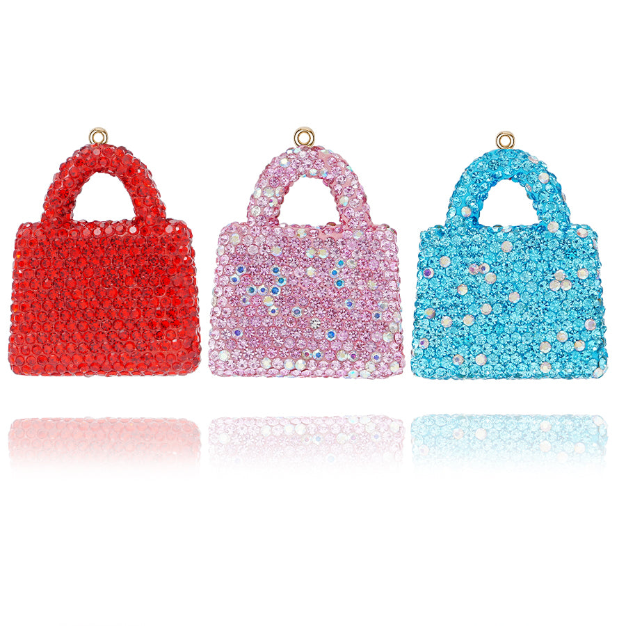 DIY Crystal Handbag Pendant, Red Water Diamond Handbag Decoration, Creative Handbag Keychain, Creative Handband Keychain Light Luxury Water Diamond Pendant Accessories [DIY Customization] Car Accessories Exquisite Crystal Inlaid Birthday Gift