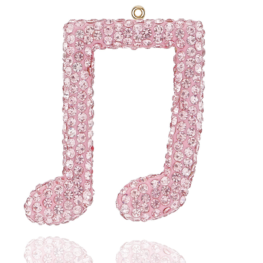 DIY rhinestone note pendant - sparkling crystal pendant accessory for keychains, cars, bags, and jewelry Personalized notes shine with charm - handmade resin and rhinestone decorations, suitable for DIY gift music enthusiasts, lucky symbol notes