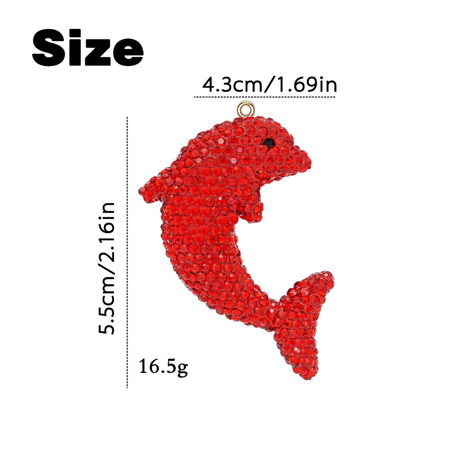 DIY Diamond Dolphin Pendant - Sparkling Marine Animal Pendant, Suitable for Backpacks, Cars, and Keychains (Red) 3D Crystal Dolphin Charm - Handmade Sparkling Accessory for Beach Enthusiasts and Teenagers