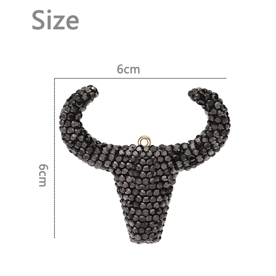 Bull Head Inlaid Diamond Accessories, Clothing Accessories, DIY Accessories, Full Diamond Inlaid Mini Bull Head Accessories, Crystal Water Diamonds