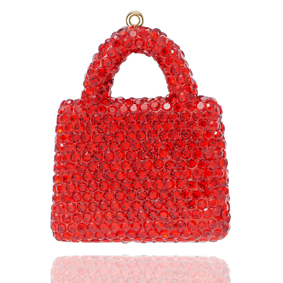 DIY Crystal Handbag Pendant, Red Water Diamond Handbag Decoration, Creative Handbag Keychain, Creative Handband Keychain Light Luxury Water Diamond Pendant Accessories [DIY Customization] Car Accessories Exquisite Crystal Inlaid Birthday Gift