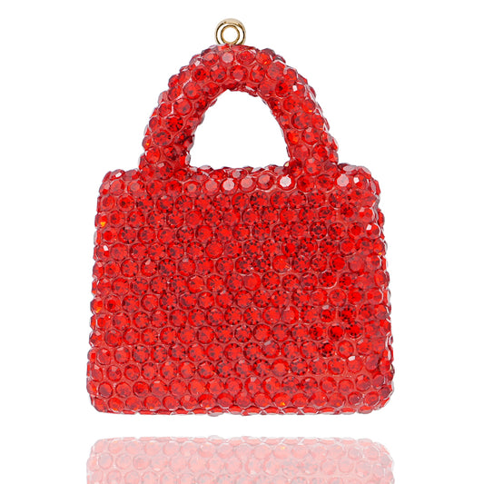DIY Crystal Handbag Pendant, Red Water Diamond Handbag Decoration, Creative Handbag Keychain, Creative Handband Keychain Light Luxury Water Diamond Pendant Accessories [DIY Customization] Car Accessories Exquisite Crystal Inlaid Birthday Gift