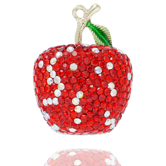DIY crystal apple pendant, rhinestone apple keychain, creative apple car accessory, red rhinestone apple accessory, handmade inlaid crystal apple, personalized apple accessory, light luxury rhinestone pendant, handmade birthday gift