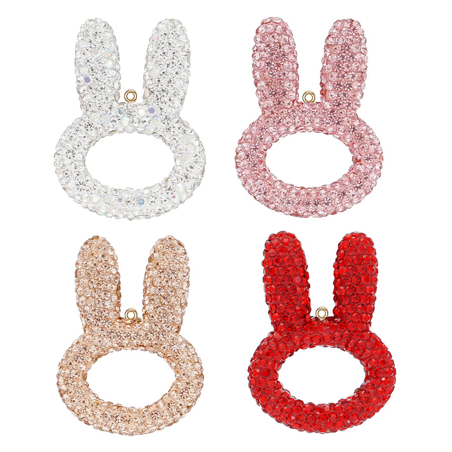 3D rhinestone rabbit ear accessory - a cute rabbit pendant suitable for decorating cars, backpacks, and keychains. Sparkling rabbit ear pendant - handmade crystal accessory suitable for DIY fashion and gifts