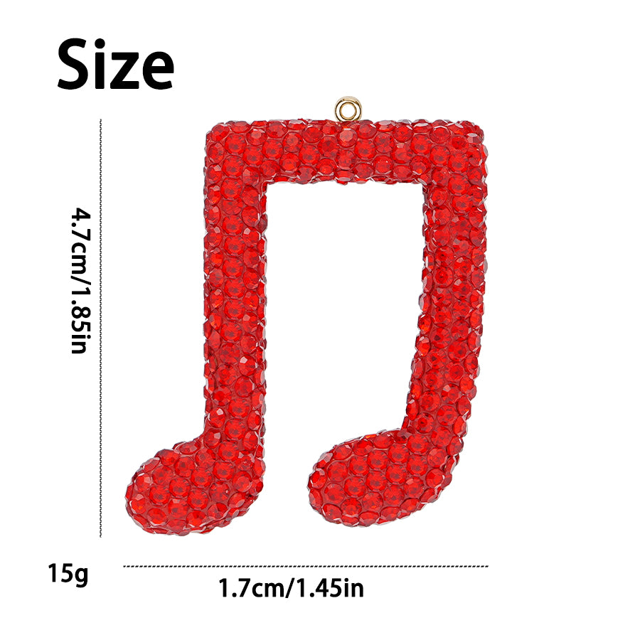 DIY rhinestone note pendant - sparkling crystal pendant accessory for keychains, cars, bags, and jewelry Personalized notes shine with charm - handmade resin and rhinestone decorations, suitable for DIY gift music enthusiasts, lucky symbol notes