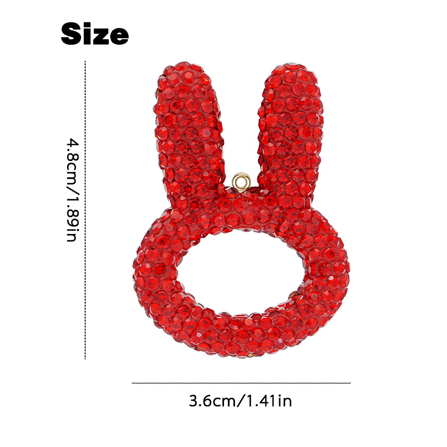 3D rhinestone rabbit ear accessory - a cute rabbit pendant suitable for decorating cars, backpacks, and keychains. Sparkling rabbit ear pendant - handmade crystal accessory suitable for DIY fashion and gifts