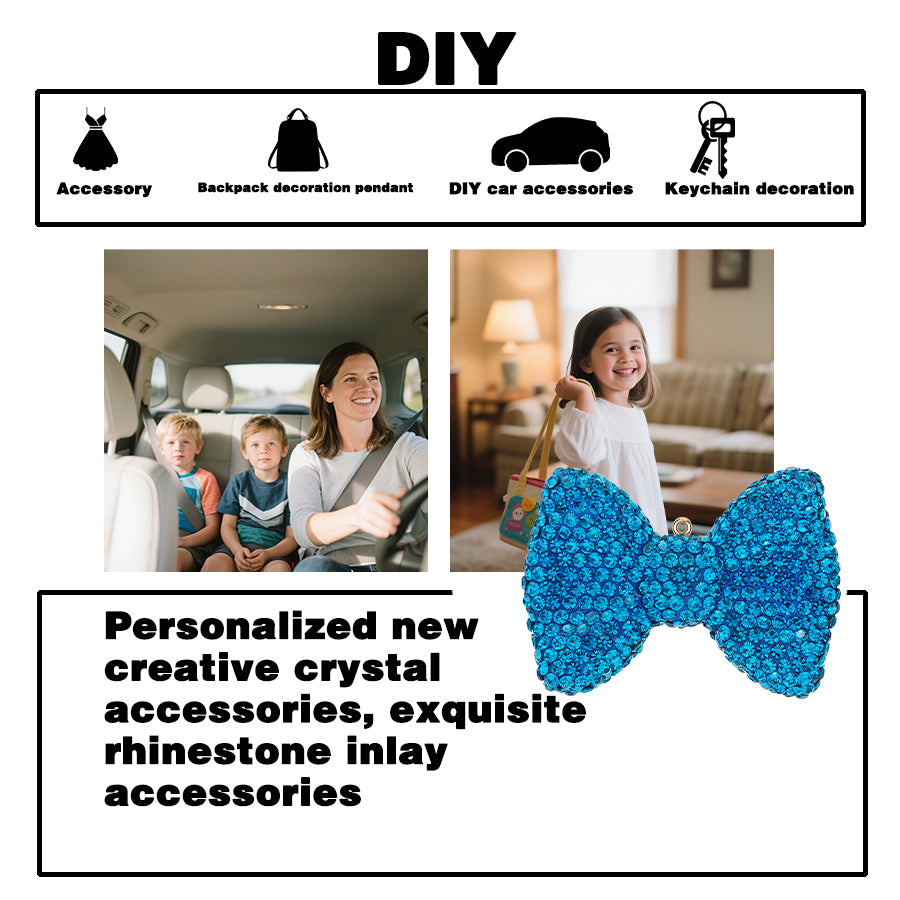 rhinestone bow pendant -3D  DIY crystal bow pendant, suitable for sparkling bow pendants in cars, backpacks, and keys - handmade rhinestone accessories, suitable for fashion and gift ties
