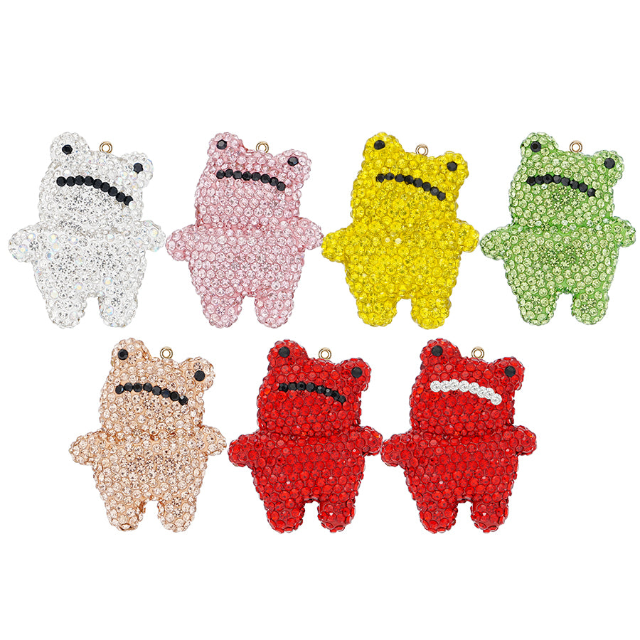 Arrogant Frog Handmade Crystal Water Diamond Frog Symbol - Backpack/Keychain/Car DIY Craft Decoration (7 options) Sparkling Resin Frog Pendant with Gem Decoration - Customizable DIY Gift Accessories Proud Frog Crystal