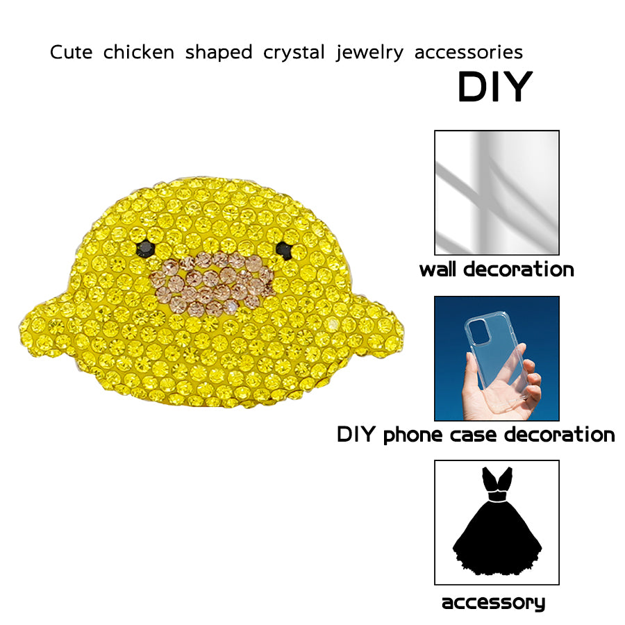 Half Water Diamond Chicken Pendant - DIY Cute Chicken, Suitable for Phone Cases, Wall Decorations, and Fashion Accessories Sparkling Chicken Pendant - Handmade Resin and Crystal Decorations for Crafts, Jewelry, and Home Decors