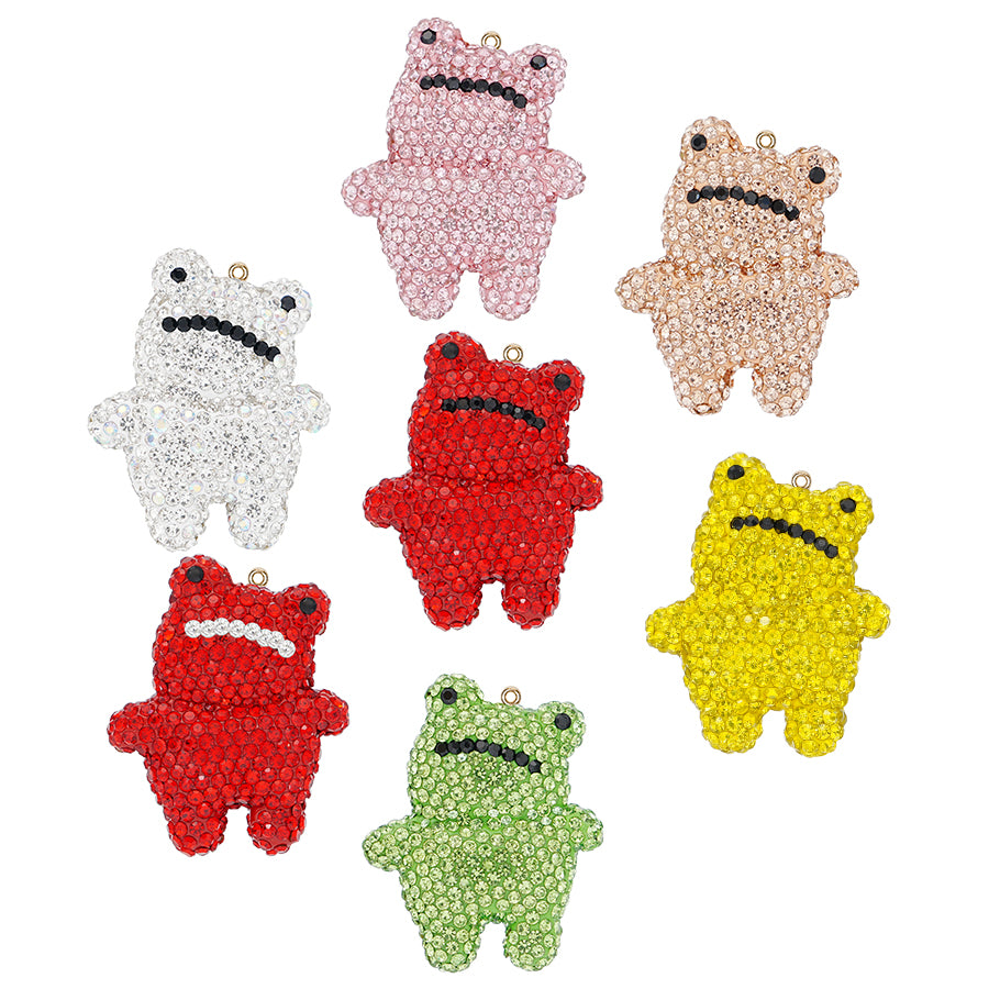 Arrogant Frog Handmade Crystal Water Diamond Frog Symbol - Backpack/Keychain/Car DIY Craft Decoration (7 options) Sparkling Resin Frog Pendant with Gem Decoration - Customizable DIY Gift Accessories Proud Frog Crystal