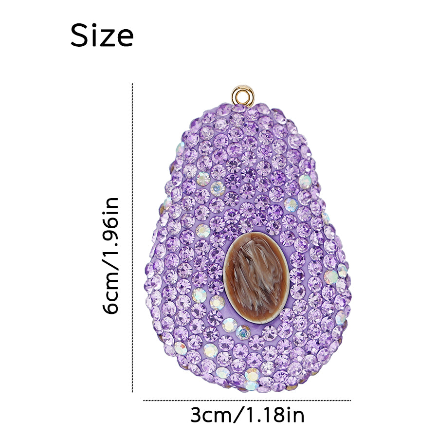 Purple rhinestone avocado handmade jewelry rhinestone avocado car pendant girl gift ins style accessories