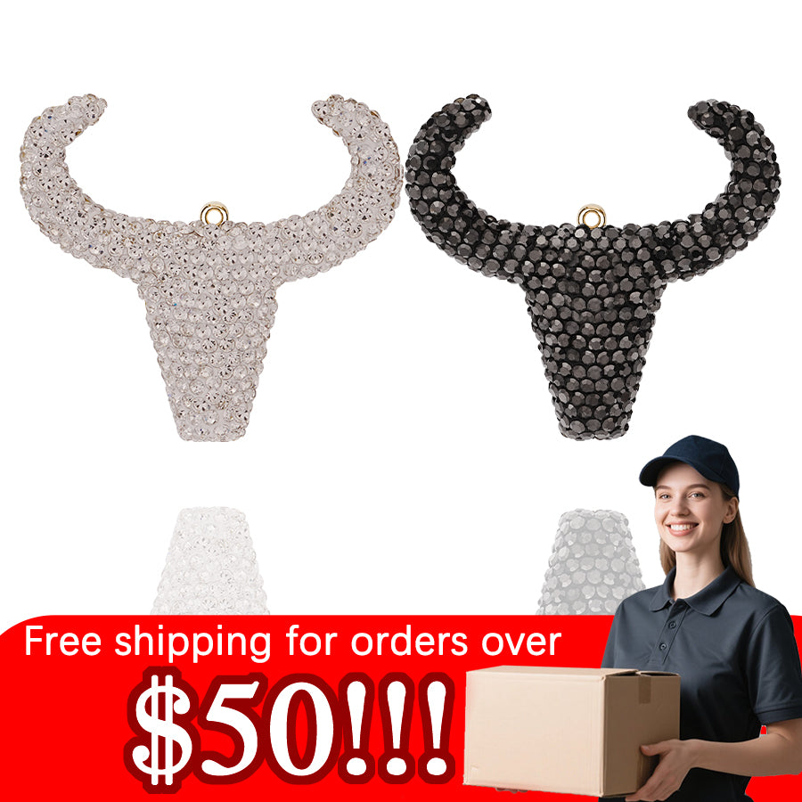 Bull Head Inlaid Diamond Accessories, Clothing Accessories, DIY Accessories, Full Diamond Inlaid Mini Bull Head Accessories, Crystal Water Diamonds