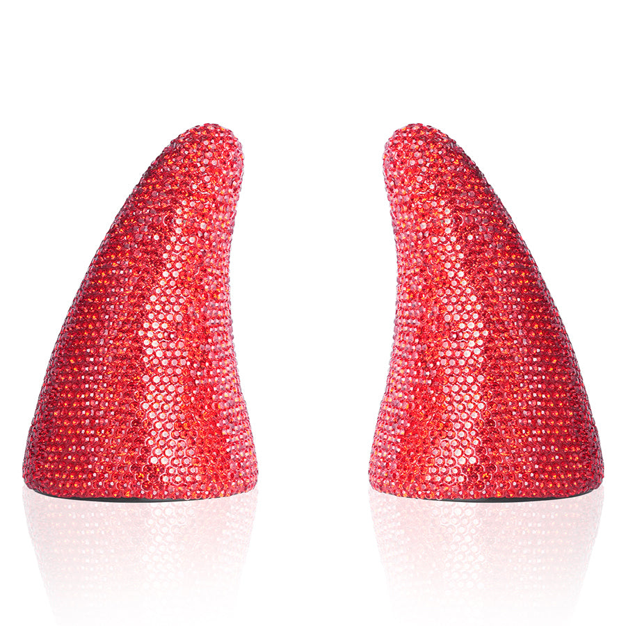 Devil's Horn Diamond Inlaid Crystal Jewelry Accessories DIY Sparkling Crystal Stereoscopic Bull Horn Fang Red Car Decoration Wall Decoration