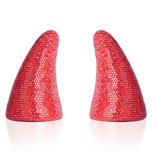 Devil's Horn Diamond Inlaid Crystal Jewelry Accessories DIY Sparkling Crystal Stereoscopic Bull Horn Fang Red Car Decoration Wall Decoration