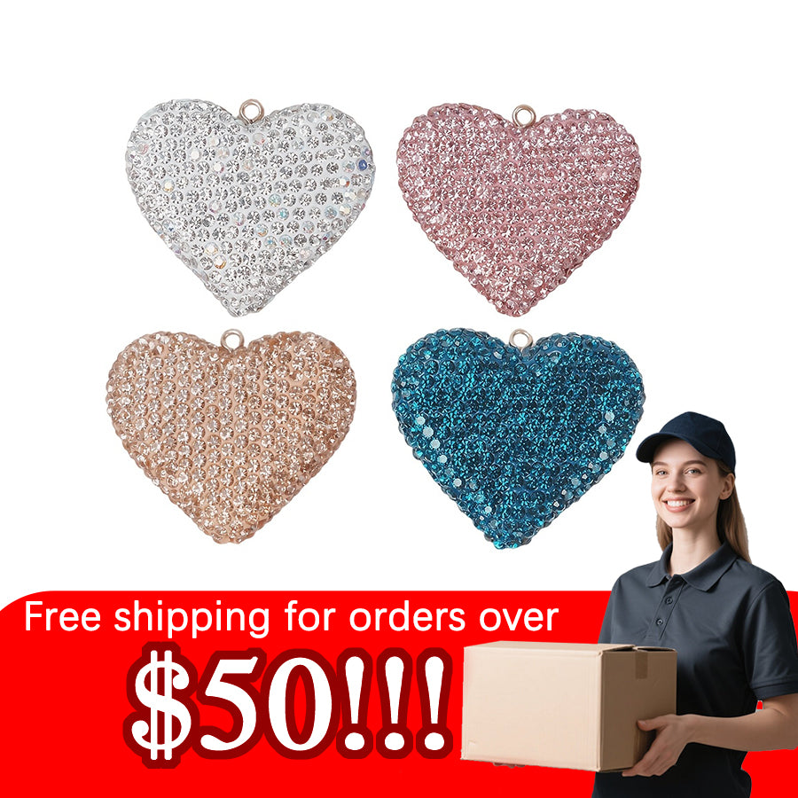 Exquisite rhinestone jewelry accessories, fully diamond inlaid three-dimensional heart-shaped jewelry, high-value accessories, heart-shaped accessories, wooden accessories, heart-shaped crystal, car accessories
