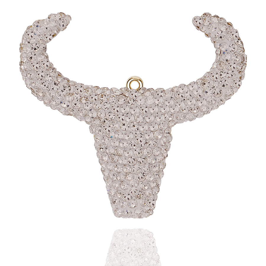Bull Head Inlaid Diamond Accessories, Clothing Accessories, DIY Accessories, Full Diamond Inlaid Mini Bull Head Accessories, Crystal Water Diamonds