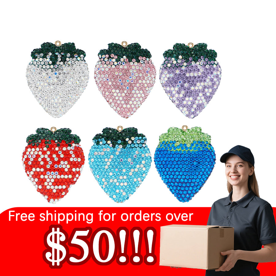 Creative Crystal 3D Strawberry Shape DIY Cute Water Diamond New Fruit Resin Stationery Accessories