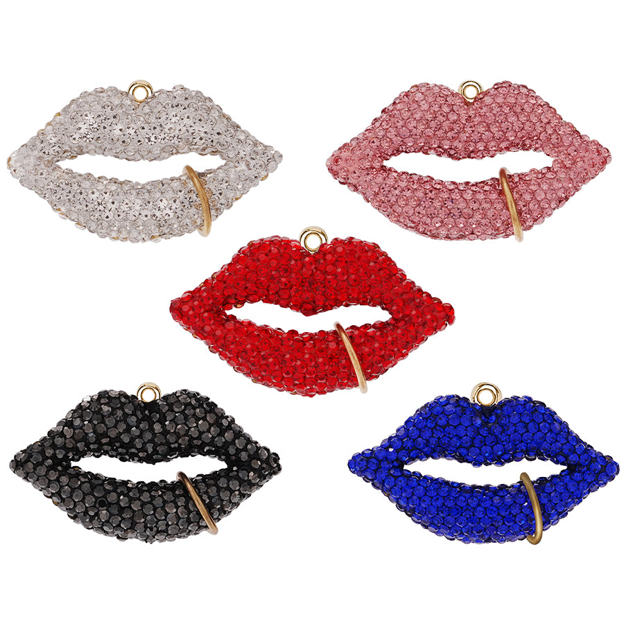 Red Lips Accessories DIY Jewelry Water Diamond Crystal Exquisite Lips Clothing Accessories