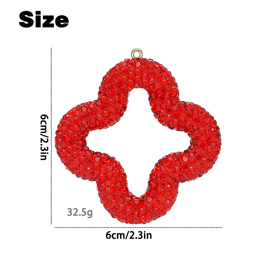 DIY rhinestone hollow clover jewelry keychain, sparkling crystal accessories for bags and car decorations, personalized rhinestone clover pendant - handmade resin jewelry, suitable for DIY gifts and fashion