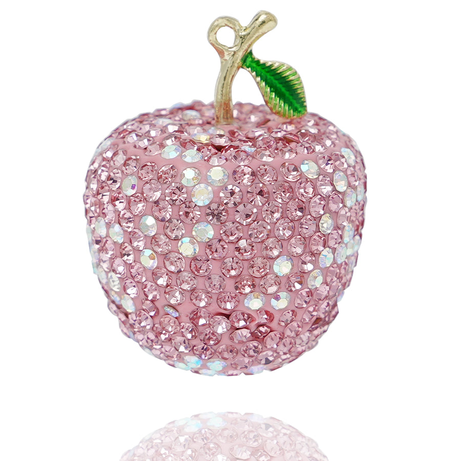 DIY crystal apple pendant, rhinestone apple keychain, creative apple car accessory, red rhinestone apple accessory, handmade inlaid crystal apple, personalized apple accessory, light luxury rhinestone pendant, handmade birthday gift