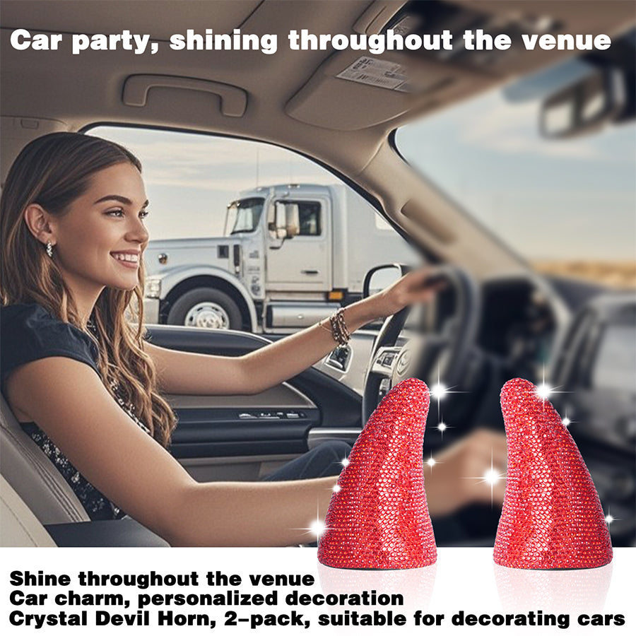 Devil's Horn Diamond Inlaid Crystal Jewelry Accessories DIY Sparkling Crystal Stereoscopic Bull Horn Fang Red Car Decoration Wall Decoration